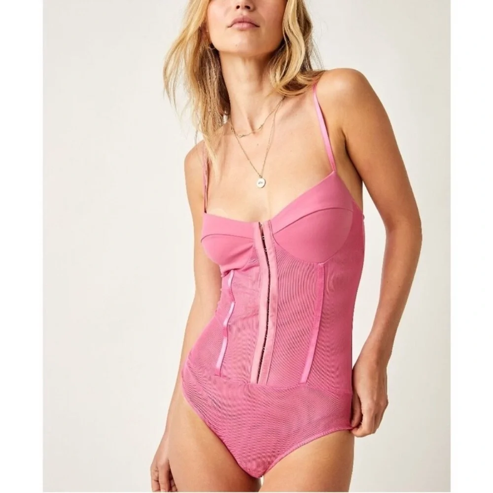 NWOT Free People Night Rhythm Corset Bodysuit